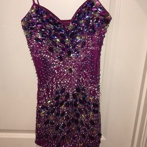 Short purple beaded formal/prom dress
